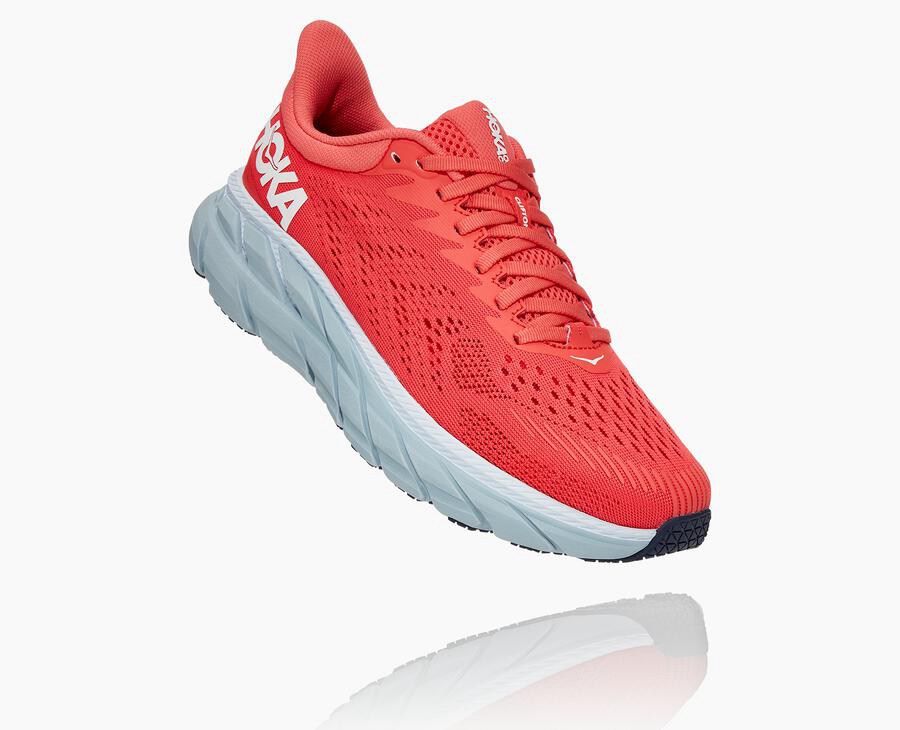 Hoka One One Løbesko Dame - Clifton 7 - Rød/Hvide - 091864LIP